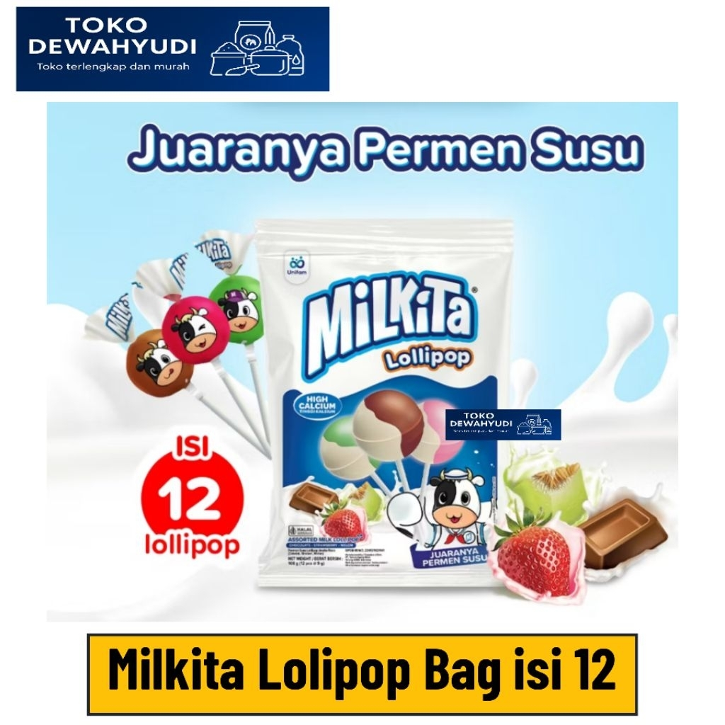 MILKITA MILK LOLLIPOP 12'S ASSORTED PCK 108g